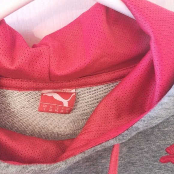 LIKE NEW Puma Hoodie Sweater Grey Hoodie Pink - Picture 5 of 5